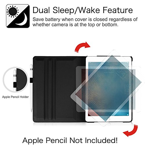 Fintie iPad Pro 9.7 Case - 360 Degree Rotating Stand Case with Smart Cover Auto Sleep / Wake Feature for Apple iPad Pro 9.7 Inch (2016 Version), Black