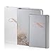 Executive Notebook for Women Girls Friends Gift, A5 Writing College Ruled Journal, Blank and Lined Cream Paper, Silver Faux Leather with Rose Gold Emboss on Gift Box (Light Silver)