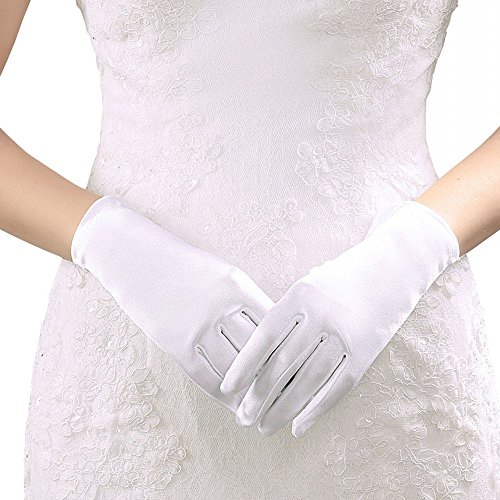 Miranda's Bridal Women's Wrist Length Formal Satin Gloves Red