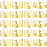 LOCOLO 40 Pieces Golden Paper Crowns, Paper Crown for Birthday Party Baby Shower Photo Props