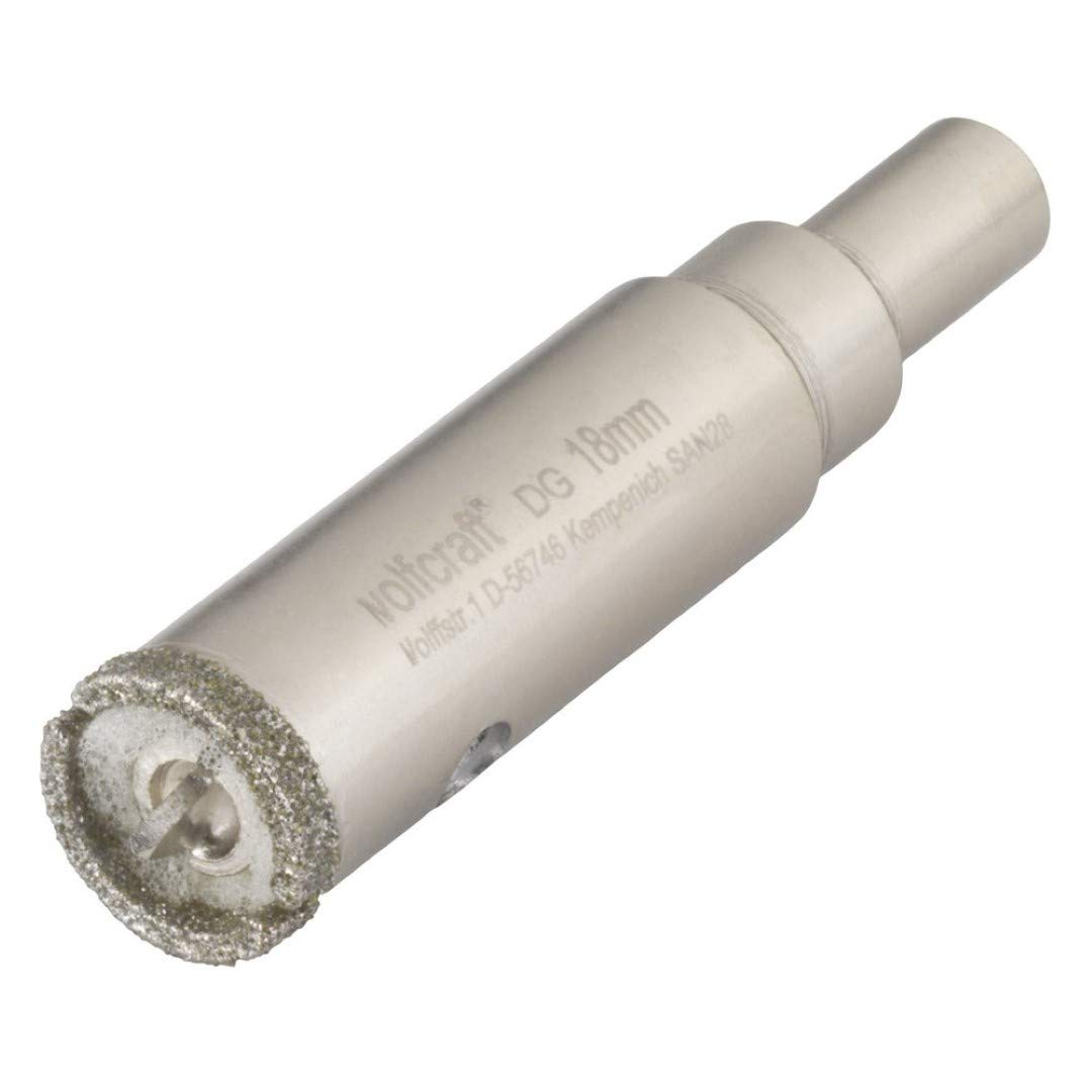 wolfcraft "Ceramic" Diamond Coated Annular Bit, With Centring Drill Bit and Shank I 5932000 I For plumbing and electrical installations in tiles, cutting depth 45 mm