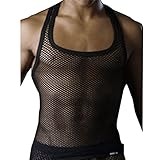 CM-CG Men's Mesh See Through Clubwear Tank Vest Shirt Size M-XL
