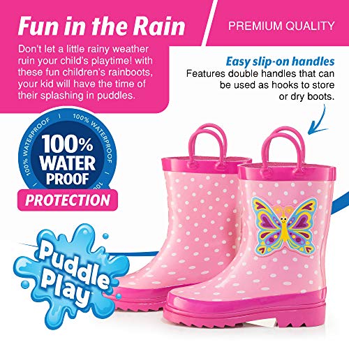 Girls Pink Butterfly Polka-Dot Rain Boots - Size 11 (Little kid) - Thumbnail 2