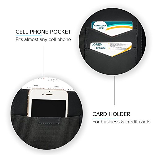 Portfolio - Padfolio Document Organizer Folder for Job Resume, Interview and Meetings - Phone Pocket and Business Card Holder, Letter Size Writing Notepad Slot - for Man and Woman - Black PU Leather