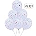 Flitbam Decorations Balloons Latex Celebrations Birthdays Anniversary - White Latex Balloons with Stars Blue White Red - Decoration for Parties, Events - Independence Day