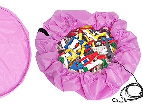 Bluegate Hobby Toy Storage Bag 60' (Pink) For Kids - Stuffed Animals - Dolls - Lego - Comes With A Mesh Bag For Extra Storage