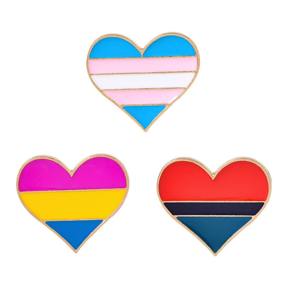 3 Pieces LGBT Rainbow Heart Enamel Pins Cartoon Brooch For Women's Clothing Bag Lapel Pin Badge Cute Jewelry Gift For Women Jewelry Pins