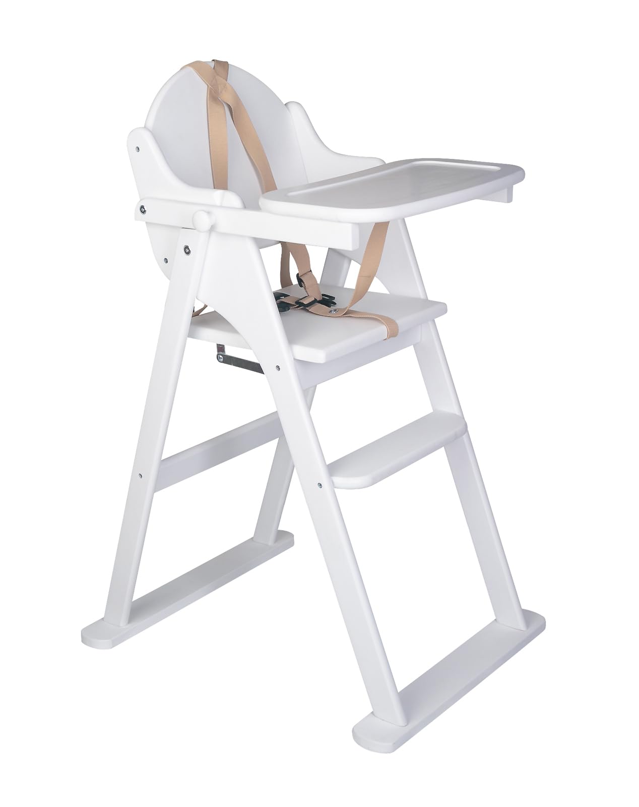 Safetots Deluxe Putaway Folding Wooden High Chair, White, Highchair for Baby and Toddler, Pre-Assembled, Stylish, Practical, and Space Saving High Chair
