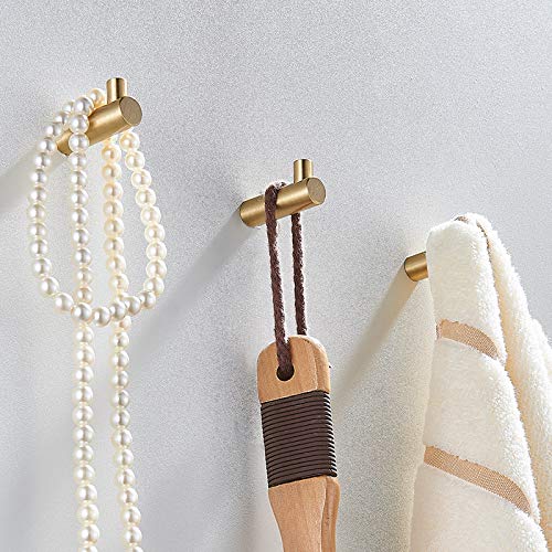 YANGQIHOME Pack of 4, Gold Brass Decorative Wall Hooks Towel Hook, Coat