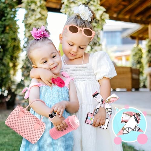Uniiking® 32PCS Toddler Purse with Pretend Makeup for Kids, Play Purse for Little Girls, Princess Toys Includes Handbag, Phone, Wristwatch, Silk Scarf Kids Toy Purse Birthday Gift for Girls 3 4 5 6 +