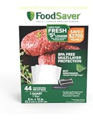 FoodSaver 1-Quart Precut Vacuum Seal Bags with BPA-Free Multilayer Construction for Food Preservation, 44 Count