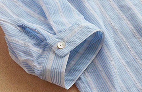 Clearance Women Tops LuluZanm Three Quarter Sleeve Casual Loose Cotton Striped Button Tops Shirt