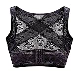 Hot Newest Lace Style Lady Adjustable Elastic Posture Aid Corrector Back and Shoulder Support Chest Breast Support Belt Band (M, Black)
