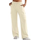 YEOREO Sweatpants Womens Cargo Pants Fleece Lined Wide Leg Joggers Baggy Drawstring Nairi Sweat Pants with Pockets