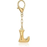 WOWORAMA Initial Letter Keychain for Women Chunky Gold Bubble Letter Bag Charm Purse Charm Personalized Keyrings Accessories