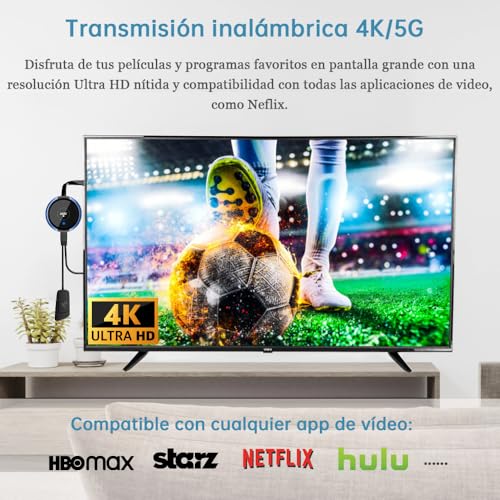 HDMI Wireless 4K/5.8G, HDMI Transmitter and Receiver, Wireless Transmitter Receiver Transmission Laptop/TV Box/Camera/Type C/PS5 to Television/Projector/Monitor 165FT