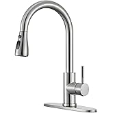 SOEBIZ Kitchen Faucets with Pull Down Sprayer, High Arc Single Handle Stainless Steel Commercial 1 or 3 Hole Kitchen Sink Faucet for Farmhouse Camper Laundry RV Bar, Brushed Nickel