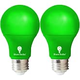 Bluex Bulbs 2 Pack BlueX LED A19 Green Light Bulb - 9W (60Watt Equivalent) - E26 Base LED Lights, Party Decoration, Porch, Home Lighting, Holiday Lighting, Decorative Illumination Bulb