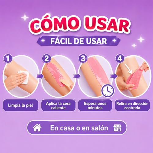 ULTRAMO Cera Depilatoria Suave 1pzs | Depilacion Sin Dolor, Facil Dne Calentar Que Deja La Piel Limpia Y Suave, Para Cuerpo Completo Y Areas Sensibles, 100g (Cereza)