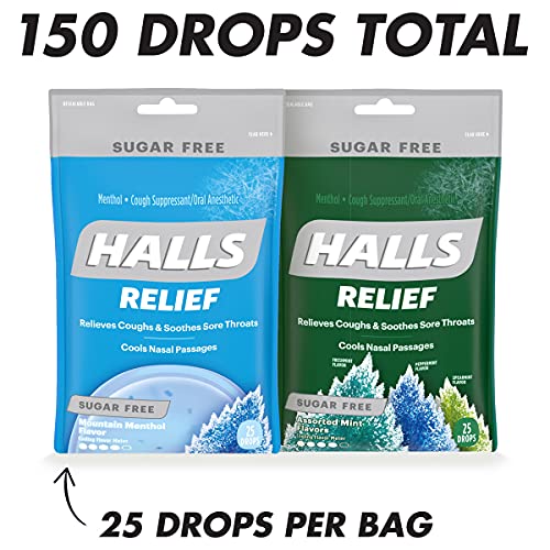 HALLS Relief Variety Pack Mountain Menthol and Assorted Mint Sugar Free