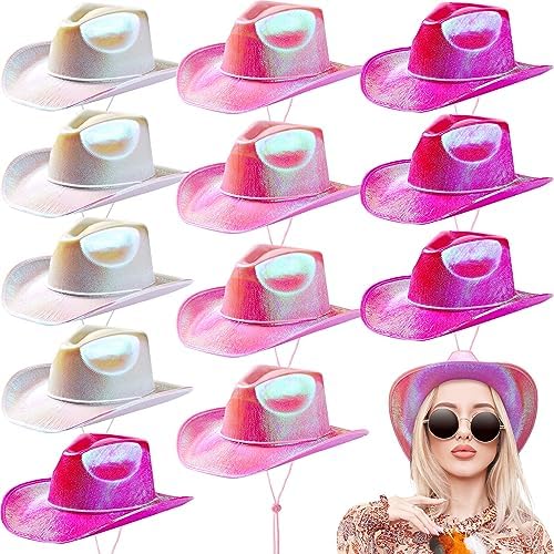 AYNKH Set De Sombrero Vaquero Rosa Con Corazón, Gafas De Sol Y Bufanda Para Mujer Y Niña – Disfraz De Vaquera