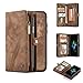 AKHVRS iPhone Xs Wallet Case,Handmade Premium Cowhide Leather Wallet Case & Zipper Wallet Case Cover [Magnetic Closure] Detachable Magnetic Case with Card Slots for 5.8