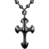 ASGIFT Obsidian Lucky Necklace Power Stone Amulet Protection Pendant with Adjustable Bead Chain Healing Crystal Spiritual Gift