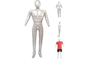 Inflatable Mannequin Full Body PVC Man Blow Up Inflatable Dummy with Arms Soft Silver Male Mannequin for Clothing Shop Window