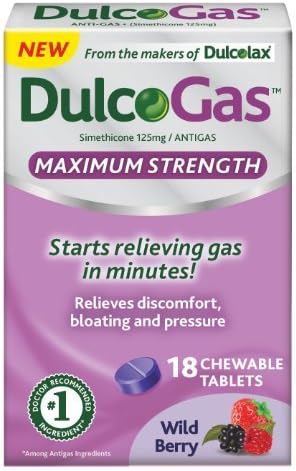 Dulcogas Maximum Strength Antigas Chewable Tablets, Wild Berry, 18 Count (Pack of 4) by BOEHRINGER INGELHEIM CONSUMER