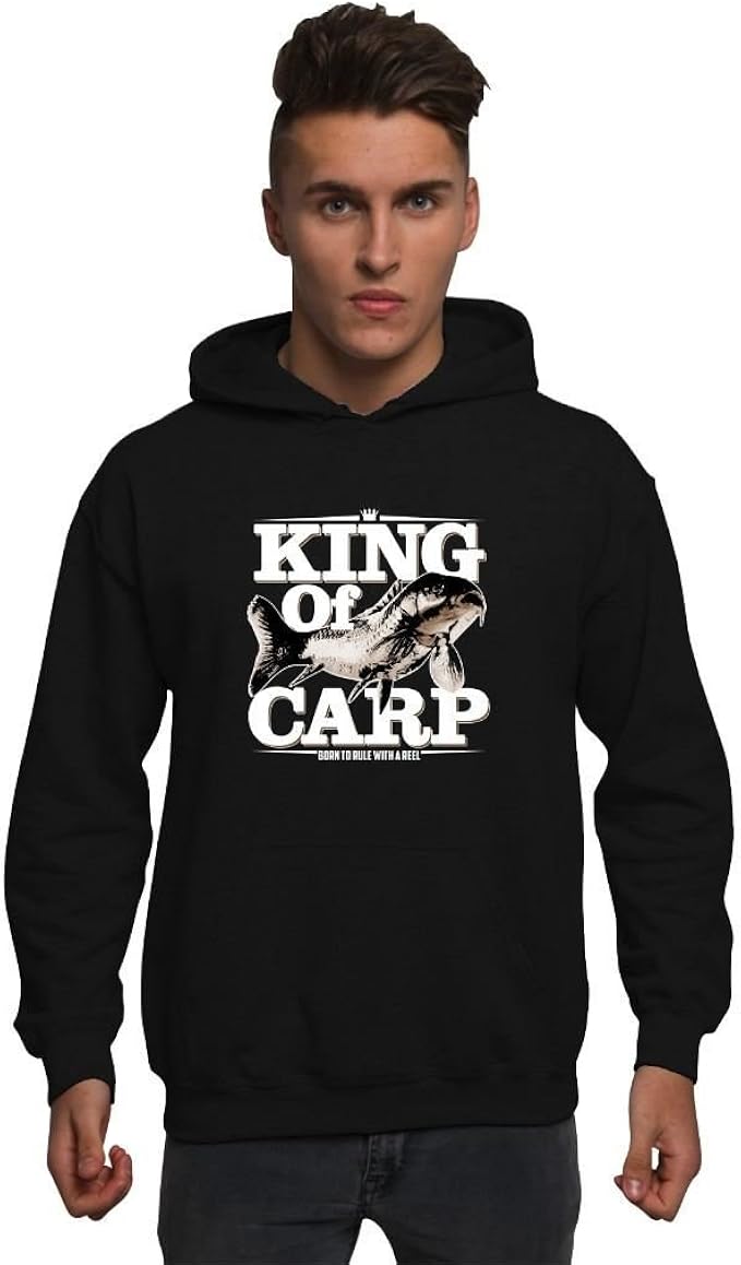 Fishing Hoodies Fishermen Gifts for Men Carp Clothing King of Carp1 Amazon.co.uk Clothing