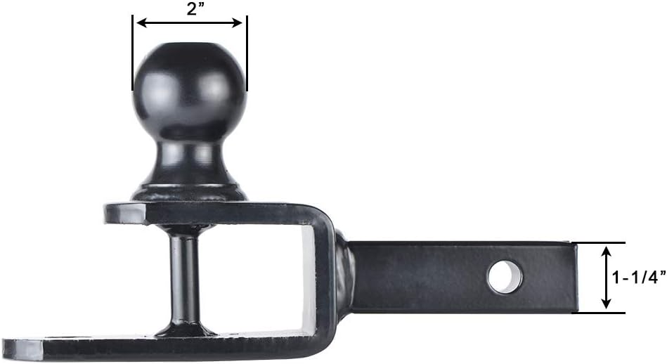 Towever 84031 ATV Hitch Ball Mount 2 inch Ball with 1-1/4 inch Solid Shank, with 1/2 inch Pin & Clip, Rated 2000 lbs: Automotive
