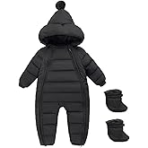 ZYXKTA Baby Snowsuit Newborn Winter Unisex Jumpsuit Infant Hooded Double Zipper Romper Girls Boys Warm Outwear