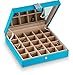 Glenor Co Earring Organizer, Classic 25 Section Jewelry Box/Case/Holder for Earrings, Rings, Necklaces, Jewelry, Cufflinks or Collections. 25 Small Compartments with Elegant Large Mirror, Blue