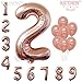 Rose Gold Number 2 Balloon for Birthday - Large 40 Inch | Rose Gold Latex Balloons Pack of 7 | 2nd Birthday Balloons Decorations for Girl | Mylar Number 2 Rose Gold Balloon for Second Birthday Decor