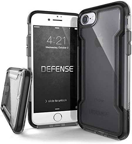 iPhone 7/8 Case, Defense Clear Series - Military Grade Drop Tested, Anodized Aluminum, TPU, and Polycarbonate Protective Case for Apple iPhone 7 & iPhone 8 (Black)