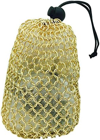 Shiny Gold Stainless Steel Rings Chainmail Dice Bag 5 x 7" inches - Holds 10+ Sets Handmade
