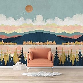 Wall Mural Nordic Style Nature Landscape Removable Wallpaper Wall Sticker for Bedroom Living Room - 66x96 inches