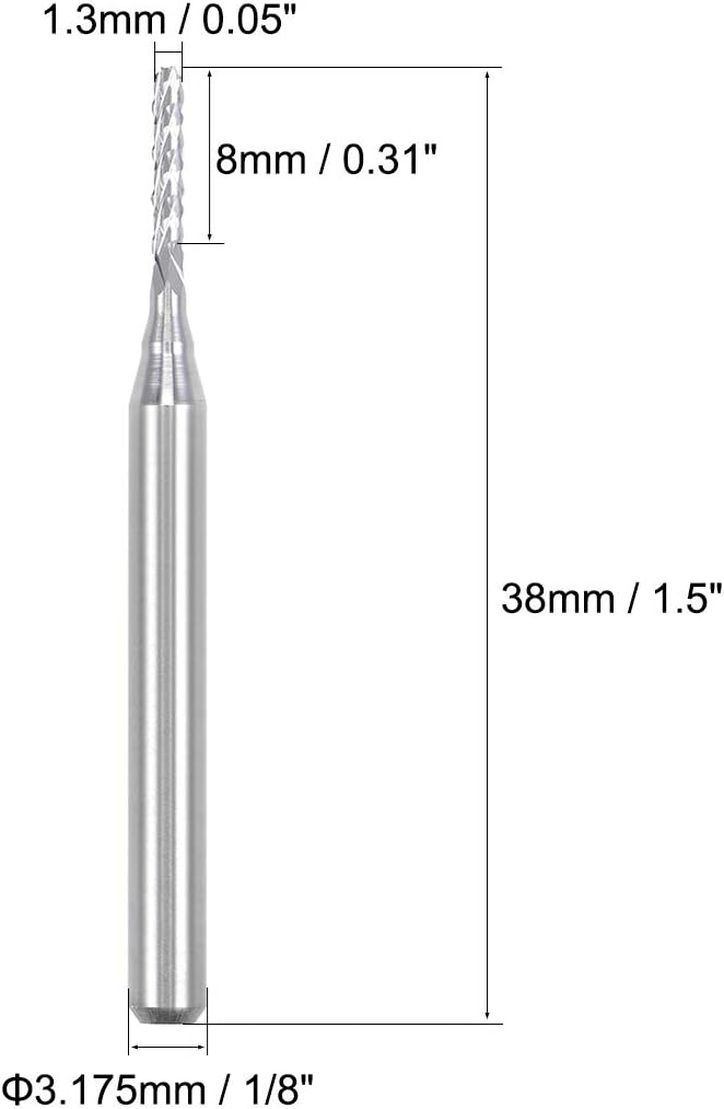 sourcing map 10Pcs 1.3mm Carbide End Mill Engraving Milling Cutter CNC Router Bits for PCB Machine 1/8" Shank - Image 3