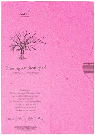 SMLT PA 60 Authentic Line A4 Sketch Pad Authenticpad, 120 GSM White Paper, 60 Sheets, Charcoal,White