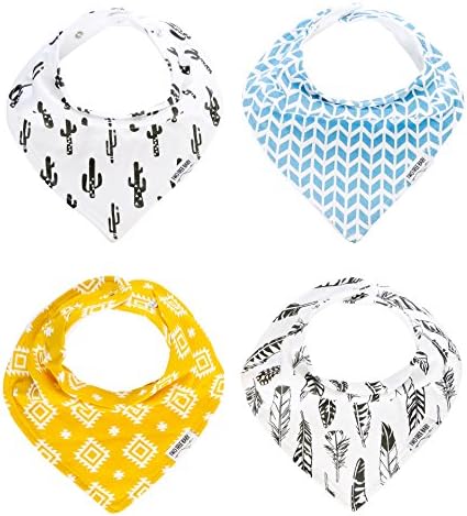 Baby Bandana Drool BIBS For Boy or Girl, Unisex 4-PACK Absorbent ORGANIC Cotton, Cute and Modern Baby Bohemian Gift Set "SANTE FE" by Two Tree Baby