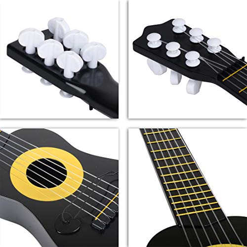 WEY&FLY Kids Toy Guitar 6 String, Baby Kids Cute Guitar Rhyme Developmental Musical Instrument Educational Toy for Toddlers (Black/Yellow) - Thumbnail 5