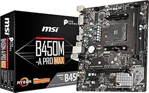 MSI ProSeries AMD Ryzen 2ND and 3rd Gen AM4 M.2 USB 3 DDR4 D-Sub DVI HDMI Crossfire ATX Motherboard (B450-A Pro Max) (B450APROMAX) (Renewed)
