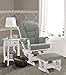 Lennox Multiposition-Lock Glider Chair and Ottoman Combo, White with Grey