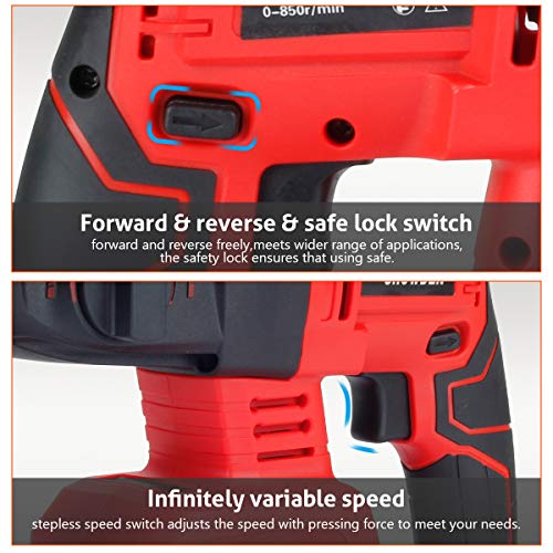 Cordless Rotary Hammer Drill, King Showden 21V Brushless Rechargerable