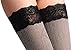 Warm Striped Grey With Black Velvet Silicon Floral Garter 60 Den - Hold Ups