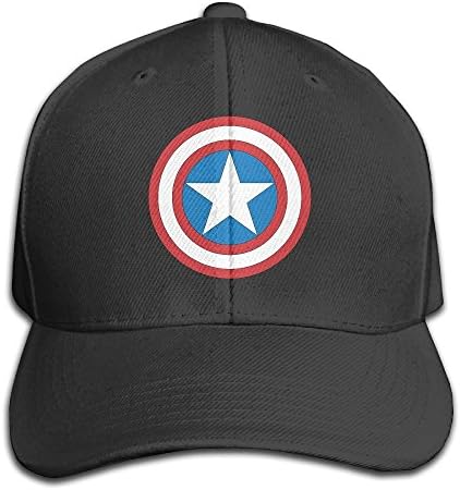 Adjustable Captain America Logo Cotton Plain Black Peak Baseball Caphat&amp;Caps For Adult