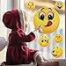 Okloy 10 Large Emoji Faces Wall Graphic Decal Reusable Sticker 3D Cute Skin Multi-size for Notebook / Laotop / Macbook / Windows / Children Room / Unflat Wall Surface