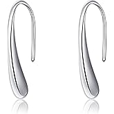 Teardrop Drop Earrings Sterling Silver Pull Through Teardrop Dangle Earrings for Women