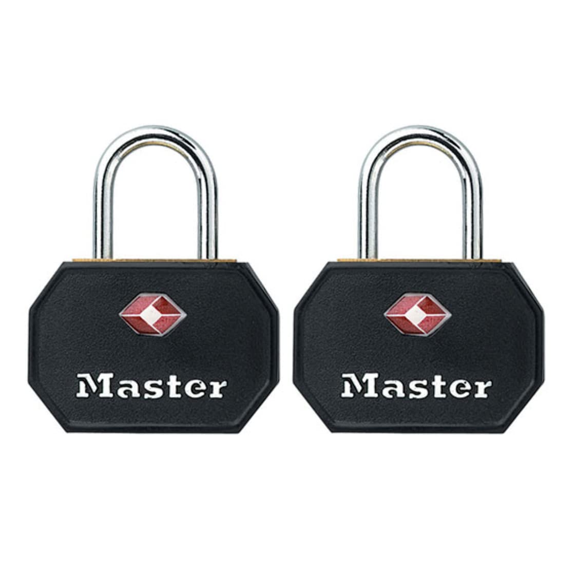 Master Lock Padlock, Keyed TSA-Accepted Luggage Lock, 1-1/4 in. Wide, Black, 4681TBLK (Pack of 2)