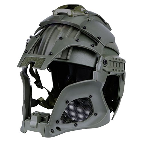 Goshfun Tactical Military Helmet Protective Fast Helmet Full Face Mesh Mask with Goggle for Airsoft Paintball CS Outdoor Activity, Green - Thumbnail 4
